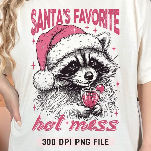 Santas Favorite Hot Mess, Funny Christmas Raccoon, Christmas Drink