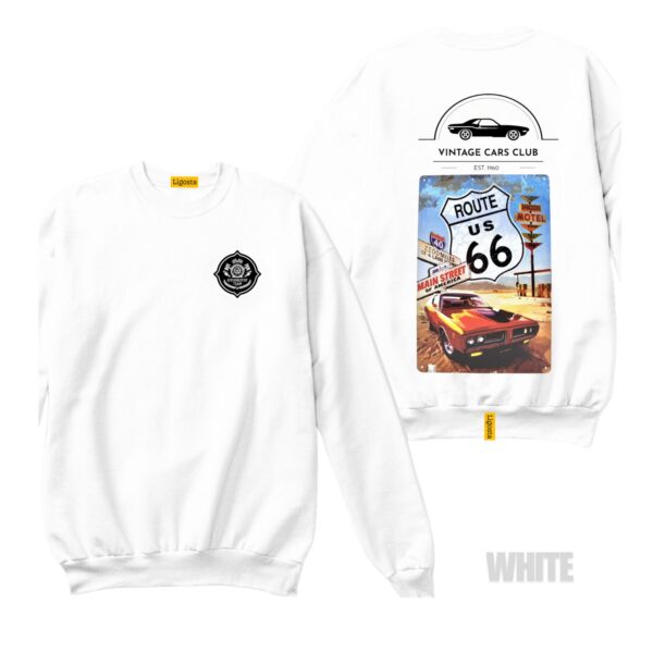 Ligosta Vintage, Cars Club Sweatshirt, Unisex Sweatshirt Featuring Route 66 Graphic, Perfect For Road Trip Enthusiasts 14 - Image 3