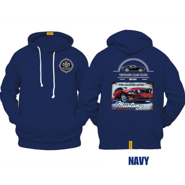 Ligosta Vintage, Cars Club Collection Hoodie, Unisex Hoodie Featuring Mustang American Bred Graphic, Perfect For Muscle Car Enthusiasts 12 - Image 2