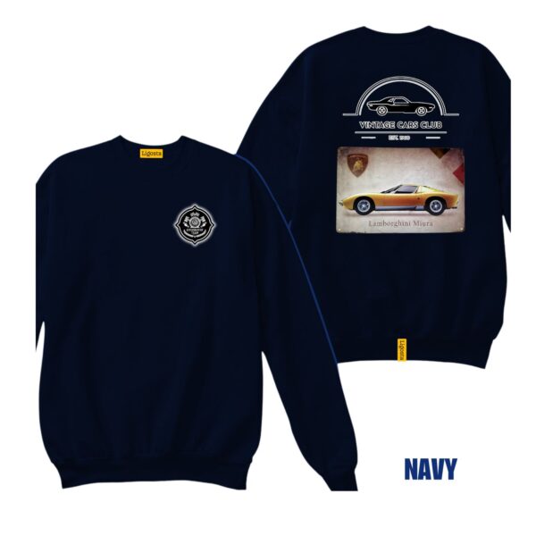Ligosta Vintage, Cars Club Collection Sweatshirt, Unisex Sweatshirt Featuring Lamborghini Miura Graphic, Perfect For Supercar Enthusiasts 0 - Image 2