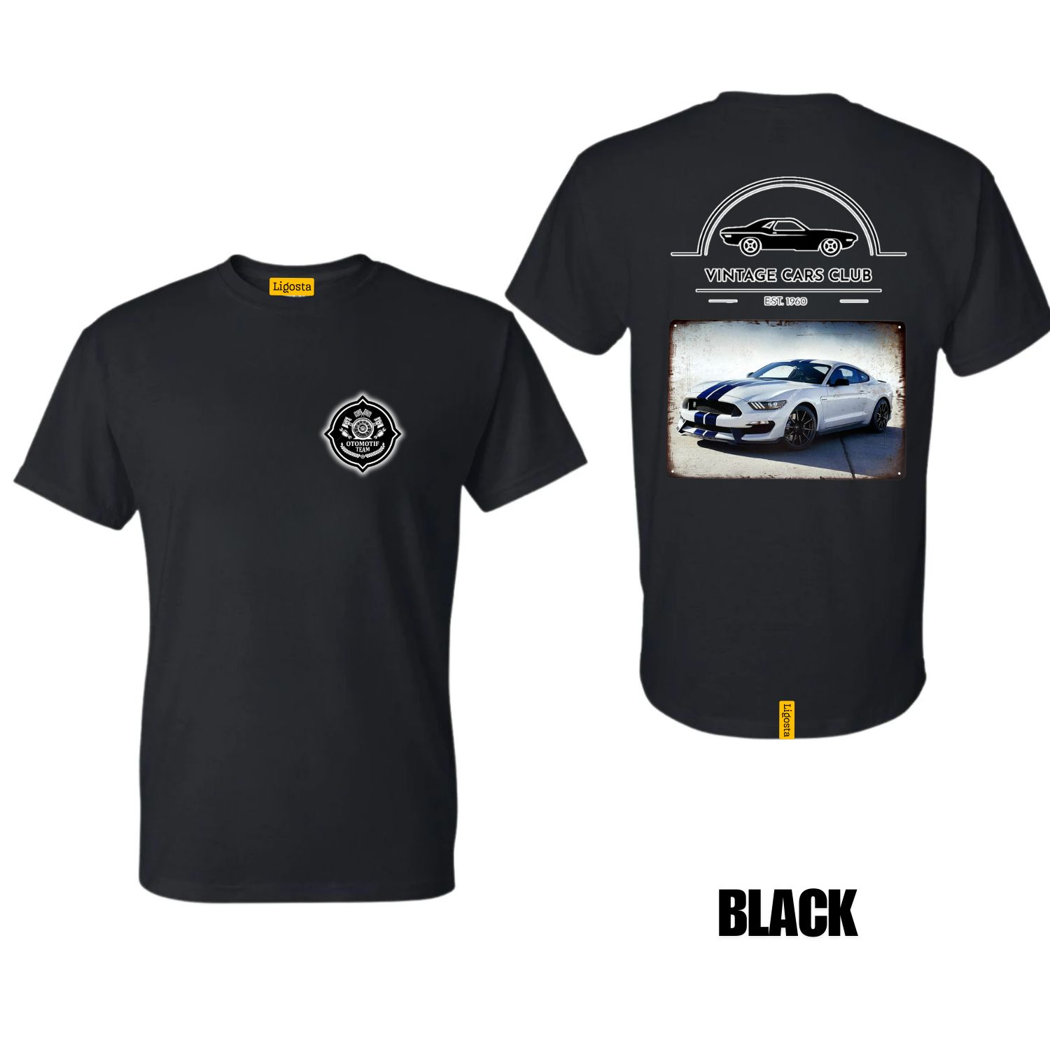 Ligosta Vintage, Cars Club Collection T-Shirt, Unisex T-Shirt Featuring Ford Mustang Shelby GT350 Graphic, Perfect For Muscle Car Fans 10