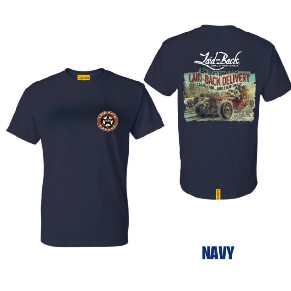 Ligosta Garage, Laid-Back Delivery Collection T-Shirt, Unisex T-Shirt Featuring Vintage Hot Rod Graphics, Perfect For Car Enthusiasts 001 - Image 2