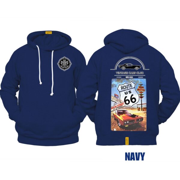 Ligosta Vintage, Cars Club Hoodie, Unisex Hoodie Featuring Route 66 Graphic, Perfect For Road Trip Enthusiasts 14 - Image 2