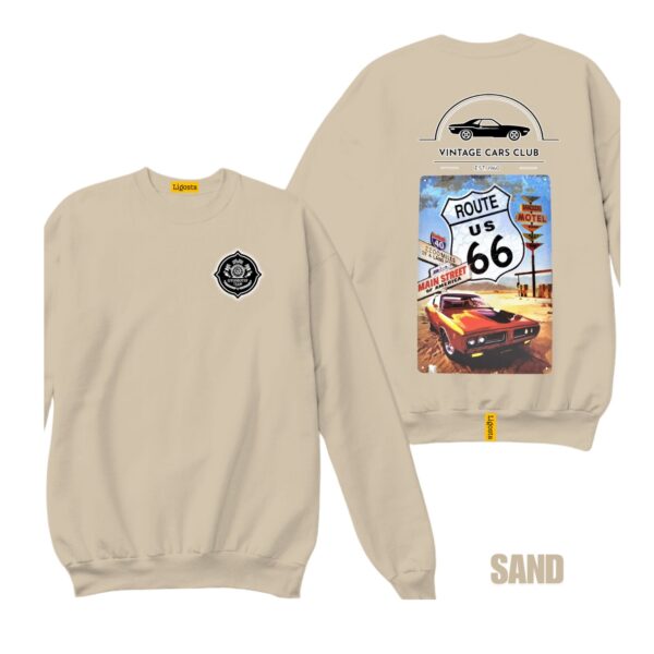 Ligosta Vintage, Cars Club Sweatshirt, Unisex Sweatshirt Featuring Route 66 Graphic, Perfect For Road Trip Enthusiasts 14 - Image 6