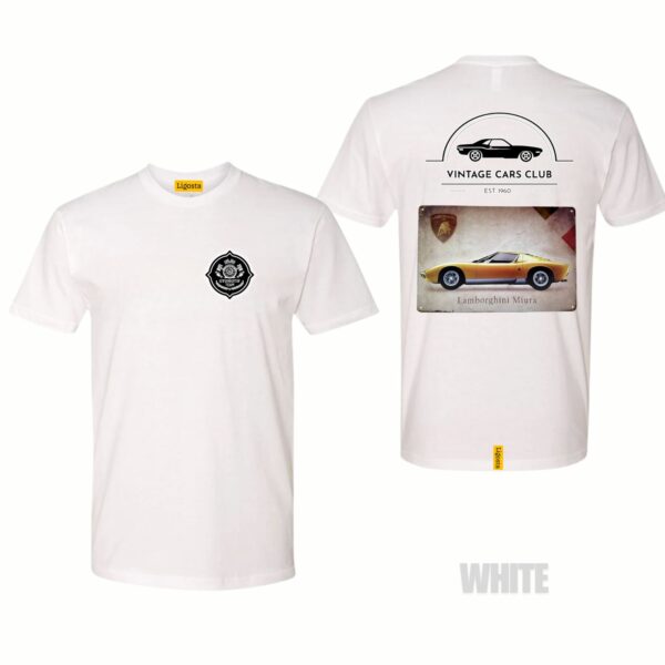 Ligosta Vintage, Cars Club Collection T-Shirt, Unisex T-Shirt Featuring Lamborghini Miura Graphic, Perfect For Supercar Enthusiasts 05 - Image 3