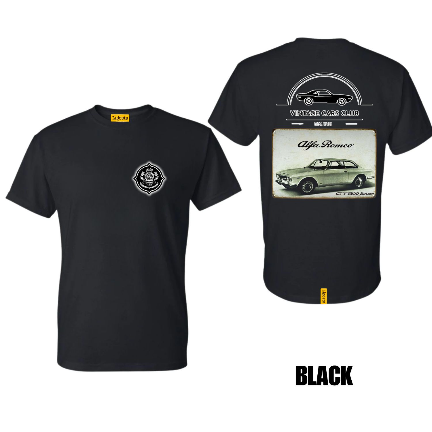 Ligosta Vintage, Cars Club T-Shirt, Unisex T-Shirt Featuring Alfa Romeo GT 1300 Graphic, Perfect For Classic Car Lovers 15