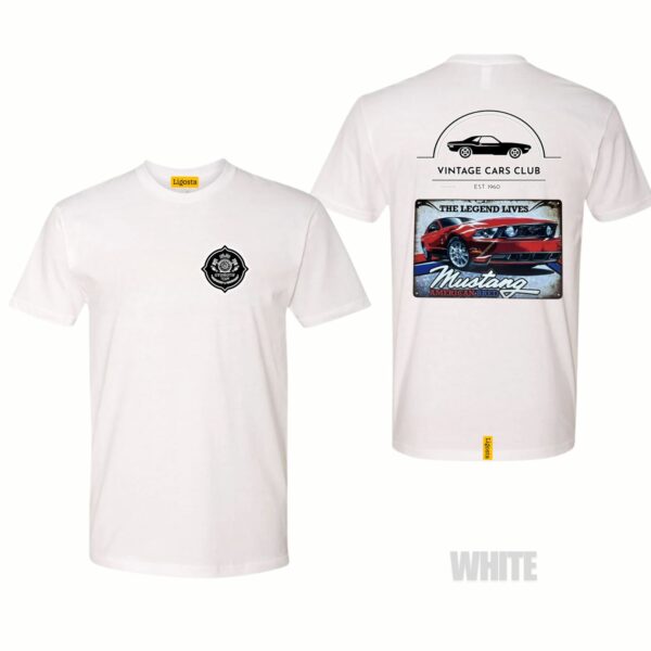 Ligosta Vintage, Cars Club Collection T-Shirt, Unisex T-Shirt Featuring Mustang The Legend Lives Graphic, American Muscle Car Fans 12 - Image 3