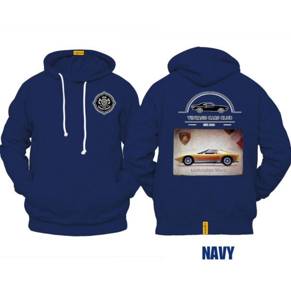 Ligosta Vintage, Cars Club Collection Hoodie, Unisex Hoodie Featuring Lamborghini Miura Graphic, Perfect For Supercar Enthusiasts 05 - Image 2