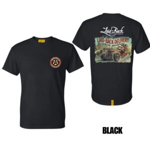 Ligosta Garage, Laid-Back Delivery Collection T-Shirt, Unisex T-Shirt Featuring Vintage Hot Rod Graphics, Perfect For Car Enthusiasts 001