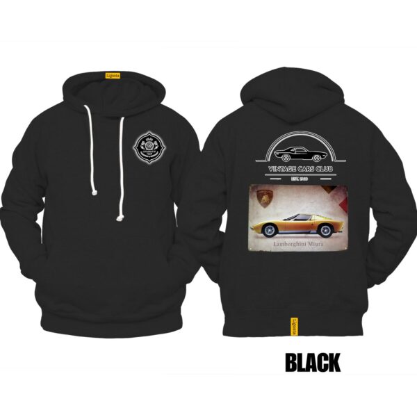 Ligosta Vintage, Cars Club Collection Hoodie, Unisex Hoodie Featuring Lamborghini Miura Graphic, Perfect For Supercar Enthusiasts 05