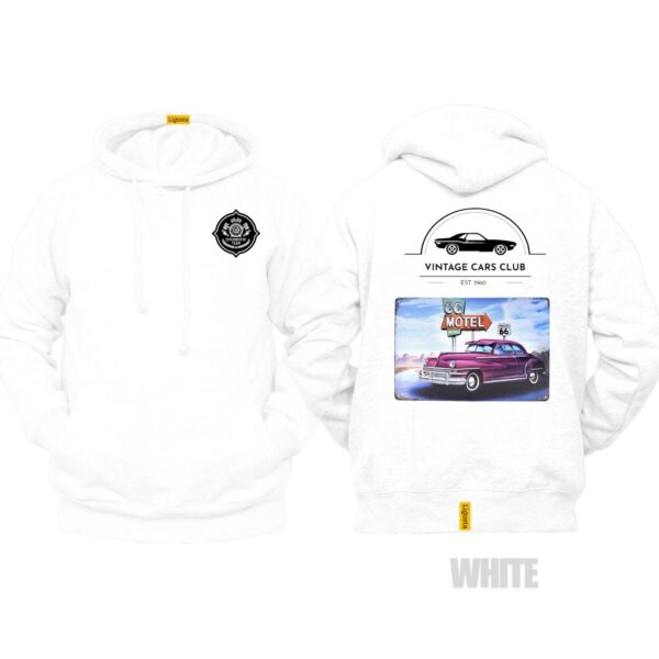 Ligosta Vintage, Cars Club Hoodie, Unisex Hoodie Featuring Route 66 Motel Graphic, Perfect For Retro Car Lovers 16 - Image 3