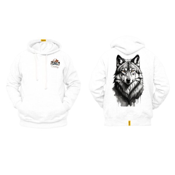 Ligosta Cowboy, Midnight Wolf Collection Hoodie, Unisex Hoodie Featuring Intense Wolf Portrait, Wildlife Enthusiasts And Bold Style 082 - Image 3