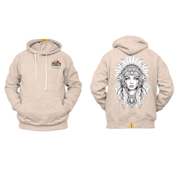 Ligosta Cowboy, Monochrome Spirit Collection Hoodie, Unisex Hoodie Featuring Elegant Native American Woman Design, Tribal Style 067 - Image 5