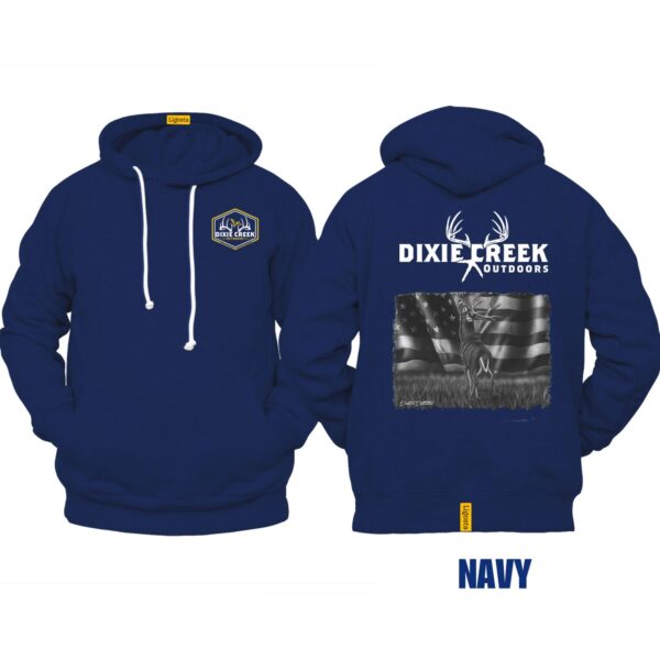 Ligosta Dixie Creek, Outdoor Wildlife Collection Hoodie, Unisex Hoodie Featuring Deer Flag Design, Perfect For Outdoor Patriots 004 - Image 2
