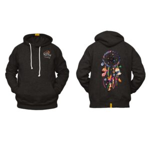 Ligosta Cowboy, Gemstone Dreamcatcher Collection Hoodie, Unisex Hoodie Featuring Colorful Feather and Bead Design, Tribal Vibe Apparel 042