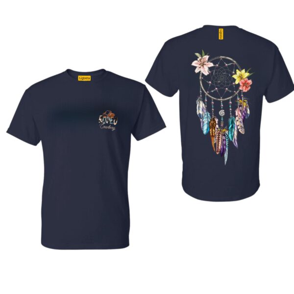 Ligosta Cowboy, Floral Dreamcatcher Collection T-Shirt, Unisex T-Shirt Featuring Dreamcatcher with Colorful Feathers & Flowers 103 - Image 2