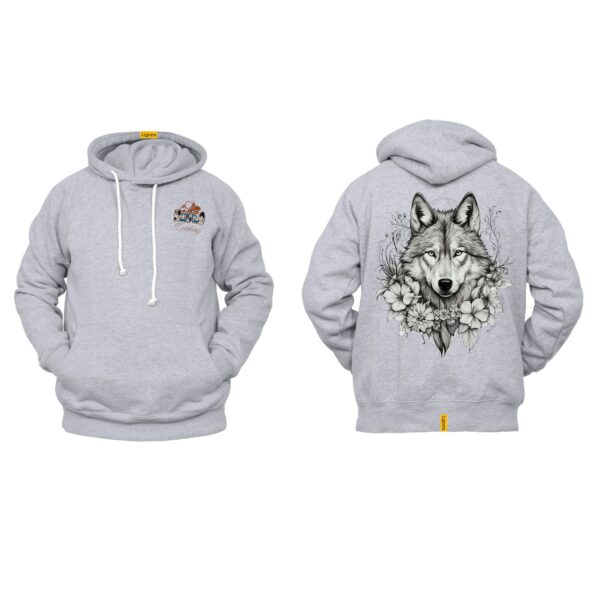Ligosta Cowboy, Alpha Bloom Collection Hoodie, Unisex Hoodie Featuring Wolf and Floral Design, Perfect For Nature and Wild Spirit Lovers 70 - Image 2