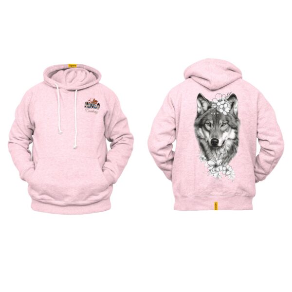 Ligosta Cowboy, Wild Spirit Collection Hoodie, Unisex Hoodie Featuring Regal Wolf and Floral Accents, Perfect For Nature Enthusiasts 076 - Image 4
