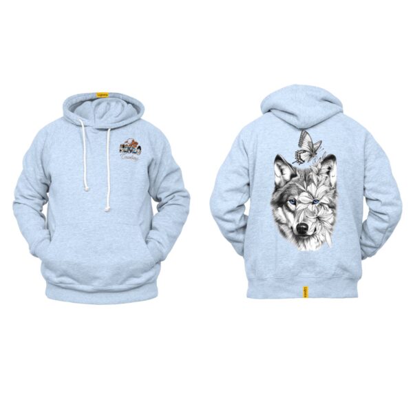 Ligosta Cowboy, Wild Harmony Collection Hoodie, Unisex Hoodie Featuring Wolf with Floral and Butterfly Design, Nature and Art Lovers 074 - Image 6