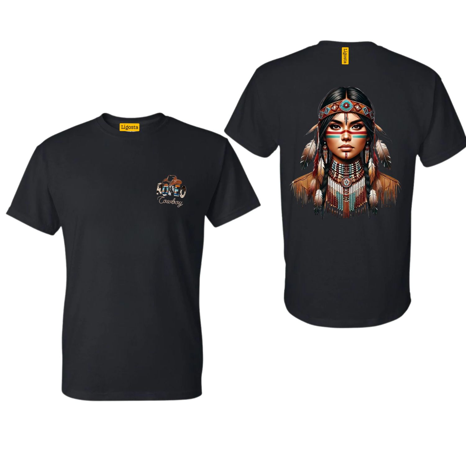 Ligosta Cowboy, Heritage Collection T-Shirt, Unisex T-Shirt Featuring Tribal Woman Portrait, Perfect For Bold And Artistic Souls 088