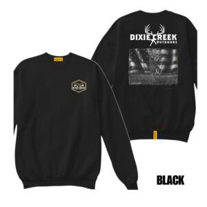 Ligosta Dixie Creek, Outdoor Wildlife Collection Sweatshirt, Unisex Sweatshirt Featuring Deer Flag Design, Perfect For Outdoor Patriots 004