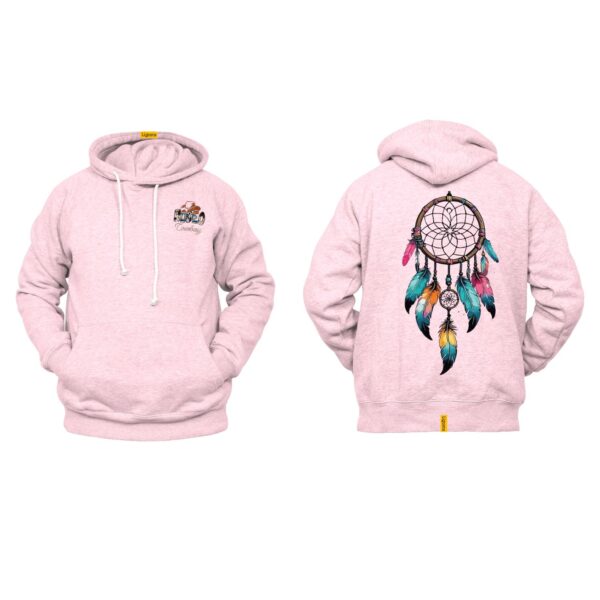 Ligosta Cowboy, Dreamcatcher Vibes Collection Hoodie, Unisex Hoodie Featuring Vibrant Dreamcatcher with Multicolor Feathers 101 - Image 4