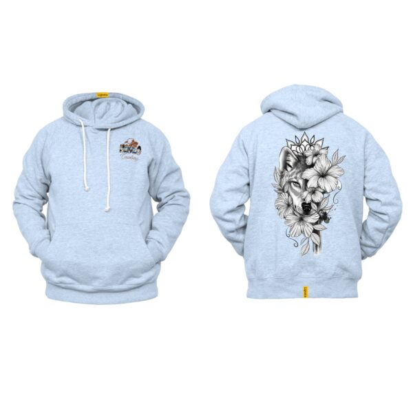 Ligosta Cowboy, Wolf Bloom Collection Hoodie, Unisex Hoodie Featuring Wolf and Hibiscus Design, Perfect For Nature and Wild Spirit Lovers - Image 6