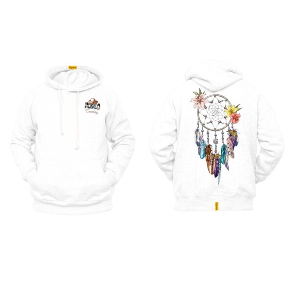 Ligosta Cowboy, Floral Dreamcatcher Collection Hoodie, Unisex Hoodie Featuring Dreamcatcher with Colorful Feathers & Flowers 103 - Image 3