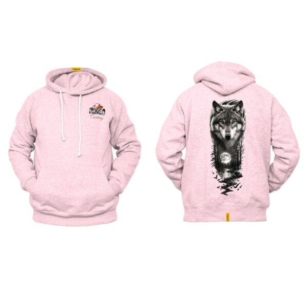 Ligosta Cowboy, Heritage Collection Hoodie, Unisex Hoodie Featuring Wolf's Face With A Forest And A Full Moon Design 094 - Image 4