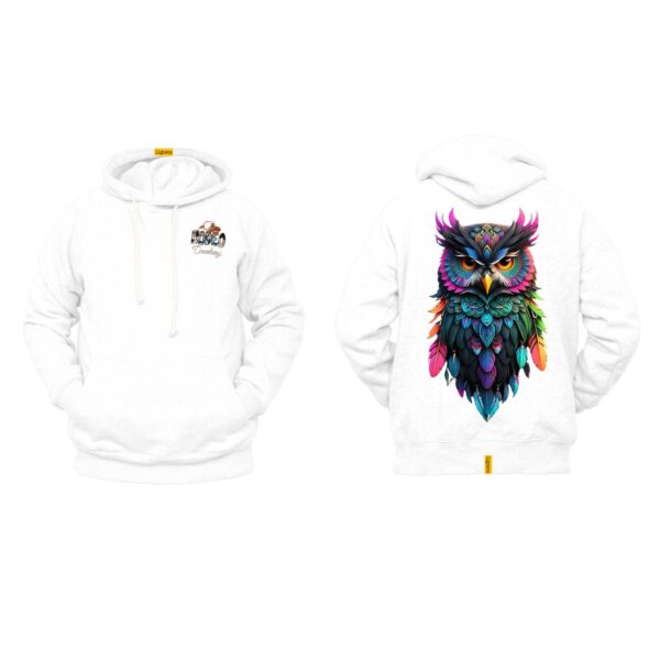 Ligosta Cowboy, Western Spirit Collection Hoodie, Unisex Hoodie with Vibrant Owl Art, Perfect for a Bold and Colorful Western Look 049 - Image 3