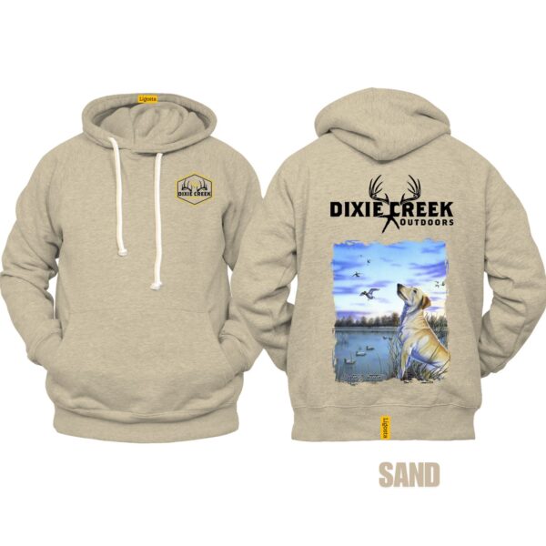 Ligosta Dixie Creek, Outdoor Wildlife Collection Hoodie, Unisex Hoodie Featuring Labrador Duck Hunting Scene, Perfect For Waterfowl Lovers 8 - Image 6