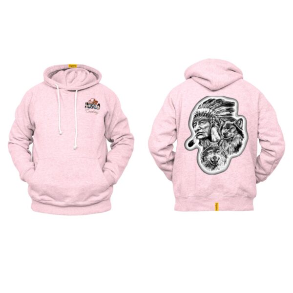Ligosta Cowboy, Tribal Heritage Collection Hoodie, Unisex Hoodie Featuring Chief and Wolf Spirit Design, Nature Lovers and Free Spirits 064 - Image 4