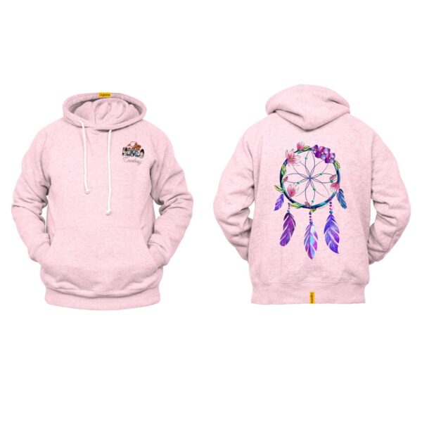 Ligosta Cowboy, Dreamcatcher Glow Collection Hoodie, Unisex Hoodie Featuring Radiant Dreamcatcher with Purple and Pink Feathers 102 - Image 4