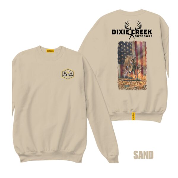 Ligosta Dixie Creek, Wildlife Collection Sweatshirt, Unisex Sweatshirt Featuring Deer With American Flag, Perfect For Patriotic Hunters 027 - Image 6