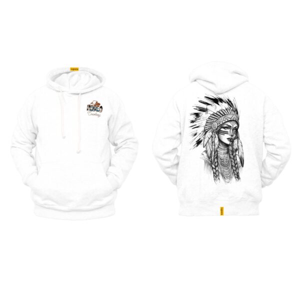 Ligosta Cowboy, Heritage Collection Hoodie, Unisex Hoodie Featuring Tribal Woman With Headdress, Perfect For Culture And Art Lovers 089 - Image 3
