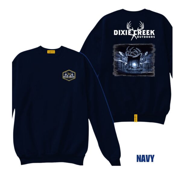 Ligosta Dixie Creek, Outdoor Wildlife Collection Sweatshirt, Unisex Sweatshirt Featuring Ghostly Deer Design, Nocturnal Hunting Fans 006 - Image 2
