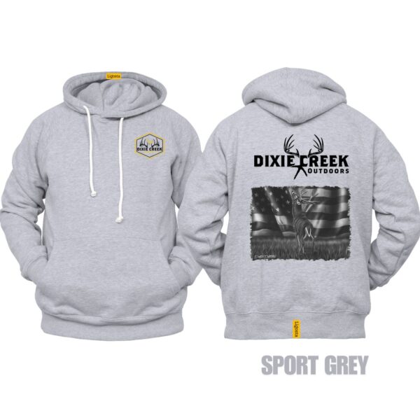 Ligosta Dixie Creek, Outdoor Wildlife Collection Hoodie, Unisex Hoodie Featuring Deer Flag Design, Perfect For Outdoor Patriots 004 - Image 5