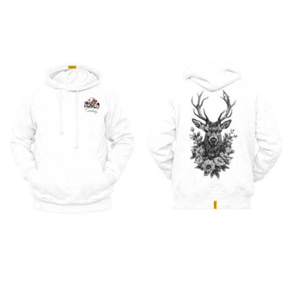Ligosta Cowboy, Woodland Majesty Collection Hoodie, Unisex Hoodie Featuring Regal Deer and Floral Design 072 - Image 3