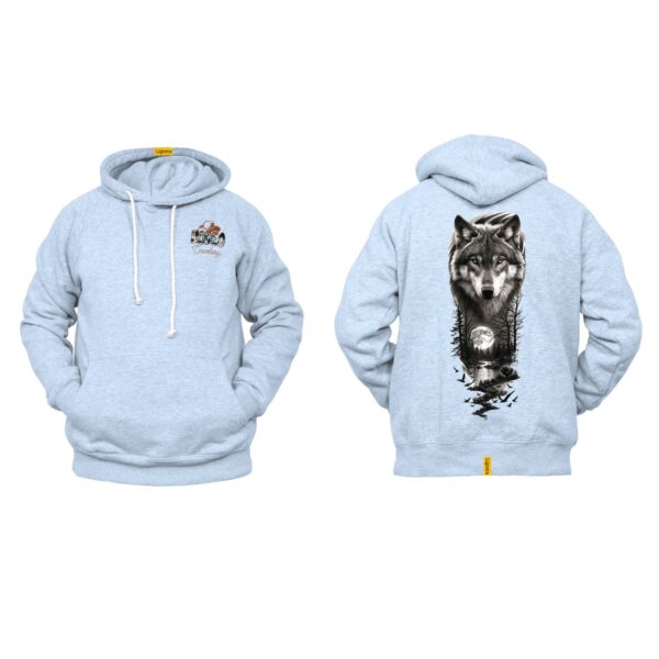 Ligosta Cowboy, Heritage Collection Hoodie, Unisex Hoodie Featuring Wolf's Face With A Forest And A Full Moon Design 094 - Image 6