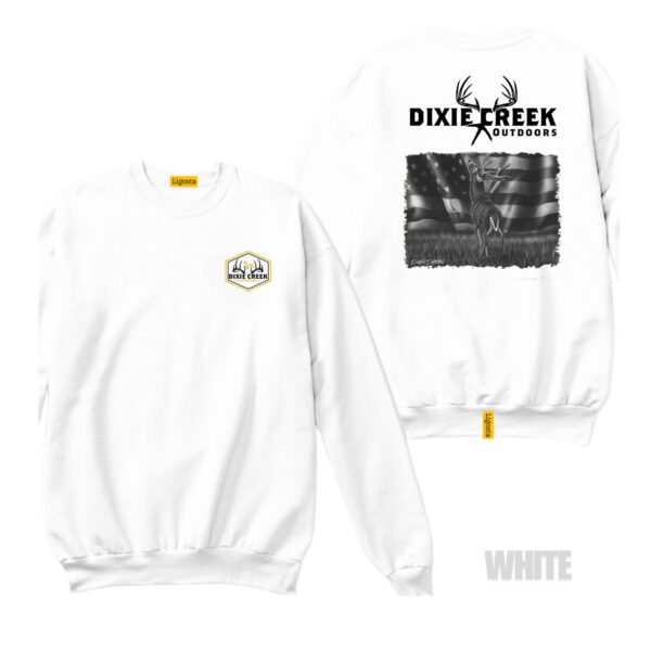 Ligosta Dixie Creek, Outdoor Wildlife Collection Sweatshirt, Unisex Sweatshirt Featuring Deer Flag Design, Perfect For Outdoor Patriots 004 - Image 3