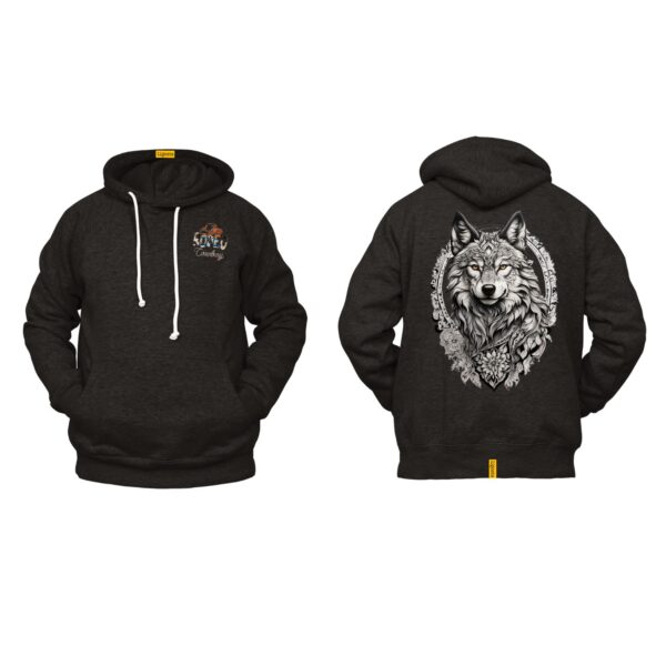Ligosta Cowboy, Wild Spirit Collection Hoodie, Unisex Hoodie Featuring Wolf and Floral Frame, Perfect For Free Spirits And Nature Lovers 87