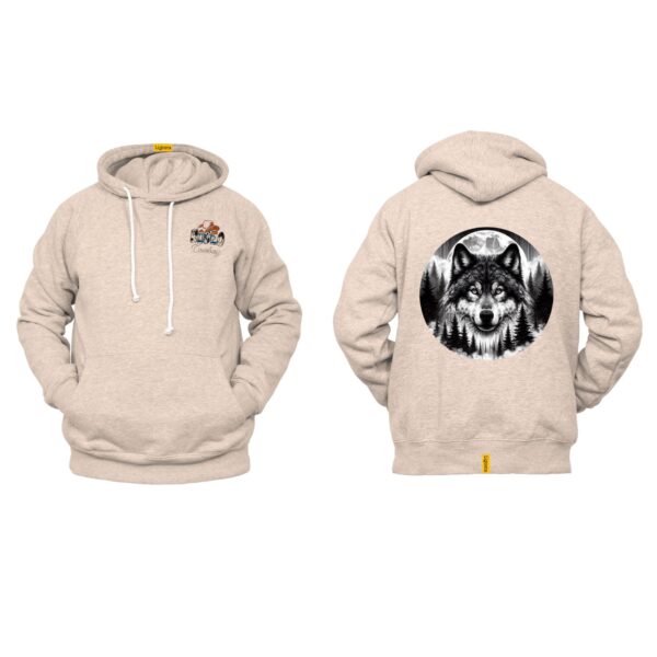Ligosta Cowboy, Heritage Collection Hoodie, Unisex Hoodie Featuring Wolf's Face Surounded By A Forest And A Full Moon Design 096 - Image 5