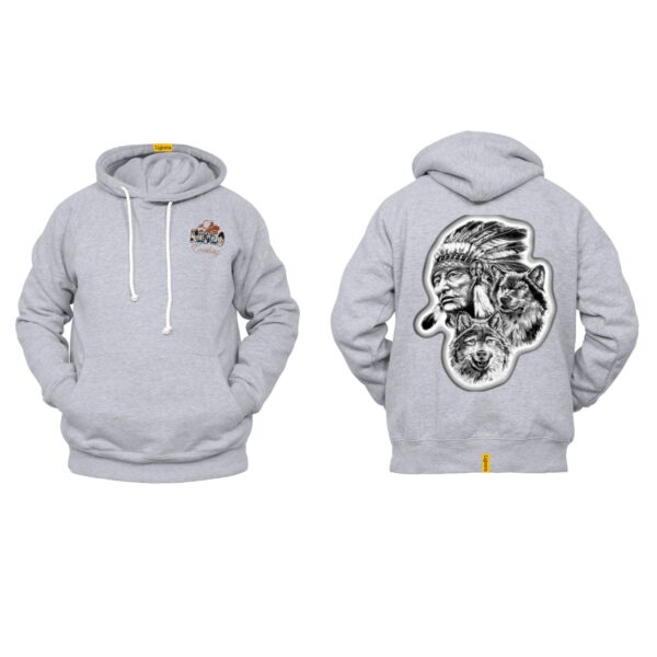 Ligosta Cowboy, Tribal Heritage Collection Hoodie, Unisex Hoodie Featuring Chief and Wolf Spirit Design, Nature Lovers and Free Spirits 064 - Image 2
