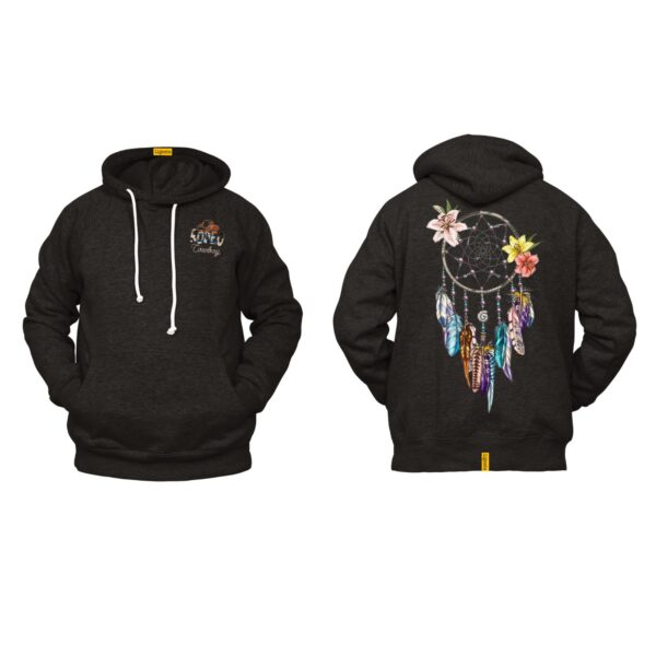 Ligosta Cowboy, Floral Dreamcatcher Collection Hoodie, Unisex Hoodie Featuring Dreamcatcher with Colorful Feathers & Flowers 103