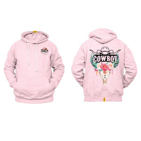 Ligosta Cowboy, Wild West Collection Hoodie, Unisex Hoodie with Floral Bull Skull Art, Perfect for a Bold Western Aesthetic 046 - Image 4