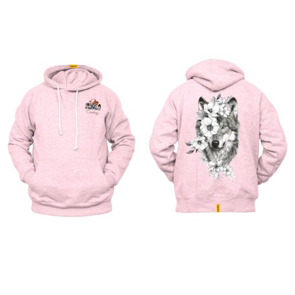 Ligosta Cowboy, Wild Harmony Collection Hoodie, Unisex Hoodie Featuring Wolf and Floral Design, Perfect For Nature Lovers and Free Spirits - Image 4