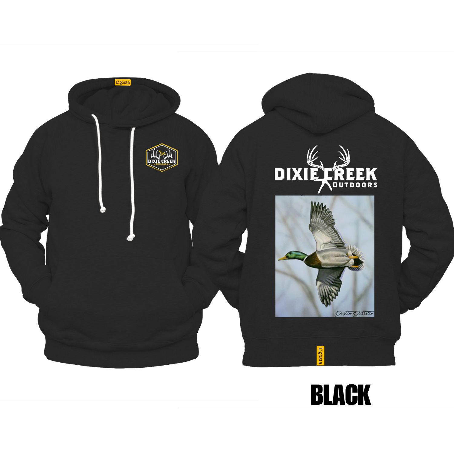 Ligosta Dixie Creek, Outdoor Wildlife Collection Hoodie, Unisex Hoodie Featuring Flying Mallard Duck Design, Perfect For Birdwatching Fans