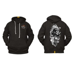 Ligosta Cowboy, Heritage Collection Hoodie, Unisex Hoodie Featuring Chief With Wolf Companion, Perfect For Culture Enthusiasts 091