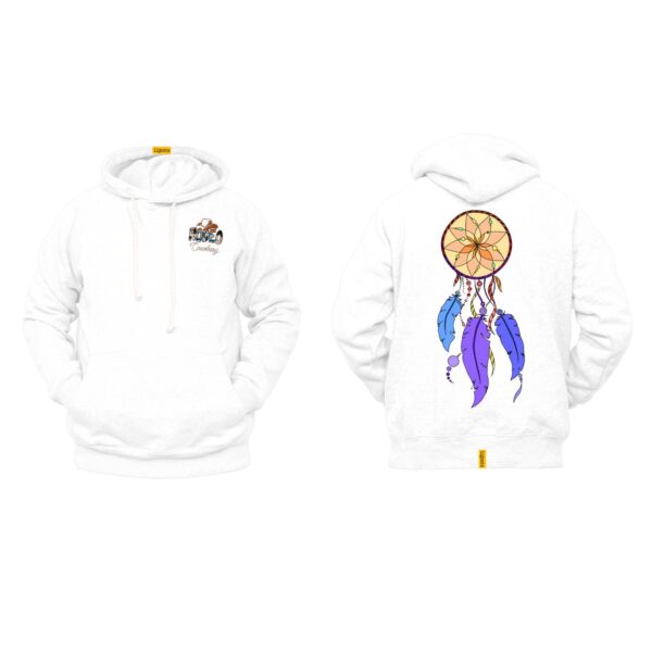 Ligosta Cowboy, Desert Sun Collection Hoodie, Unisex Hoodie With Vibrant Dreamcatcher Design Featuring Bold Purple Feathers 038 - Image 3