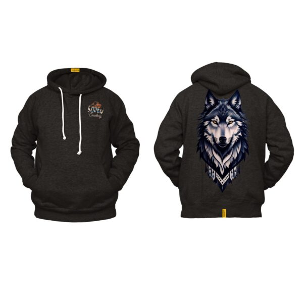 Ligosta Cowboy, Western Spirit Collection Hoodie, Unisex Hoodie Featuring Intense Wolf Design, Perfect for a Bold and Wild Western Look 051
